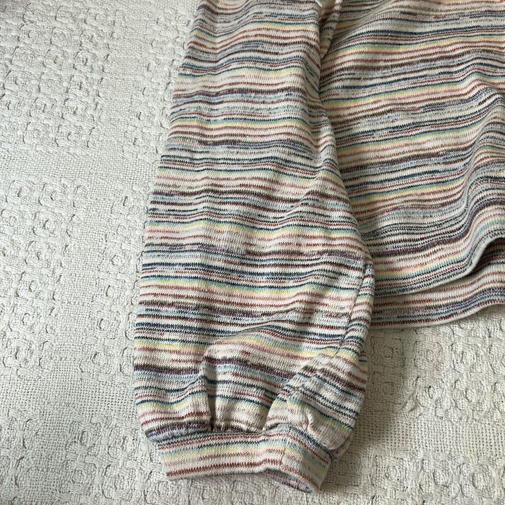 Madewell Bubble-Sleeve Crop Top in Rainbow Stripes Size Large - Picture 5 of 10